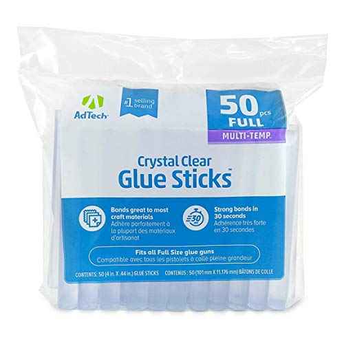 AdTech Crystal Clear Hot Glue Gun Sticks (W220-14ZIP50) ? Full Size Hot Glue Sticks. All-purpose glue sticks for crafting, scrapbooking & more. 50 pieces. Length: 4¡± Diameter: .44¡±.