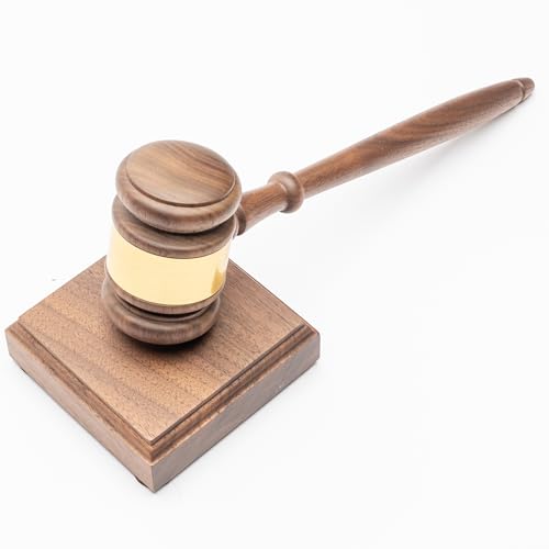 Personalized Walnut Gavel with Square Sound Block - Custom Engraved Justice Award