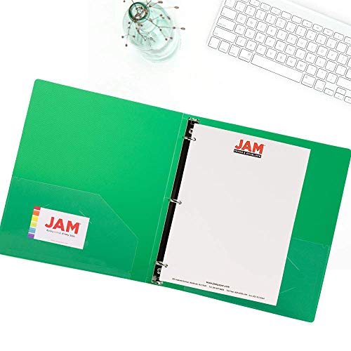 JAM Paper Assorted 1 Inch Plastic 3 Ring Binders - 4 Pack, Red Blue Green Orange