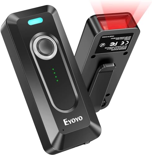 Eyoyo Portable Mini 2D QR Bluetooth Barcode Scanner Black 3 with Clip