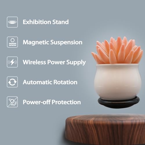 Funtastech Levitating Lamp Magnetic Levitation Ambient Lighting Led Night Light Bulb with Floating Display Stand Tray for Plants, Toys, Ornaments, Home Office Table & Room Desk Decor, Cool Tech Gifts