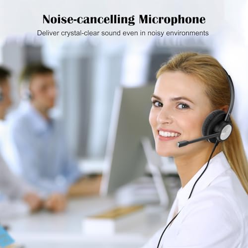 MKJ Cisco Telephone Headset with Microphone Noise Cancelling, Wired Headphone for Call Center Office, Dual Ear Phone Headset with RJ9 Jack for Cisco 7861 7942G 7945G 7960 7961G 7962G 8841 8861 9971