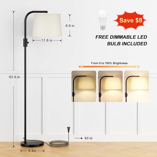 Ambimall ?????????? ???????????????? Floor Lamp - Floor Lamps 9W ?????? Light Bulb Included, Standing Lamps for Living Room with Adjust Head, Modern Standing Tall Light Rotary Switch for Office