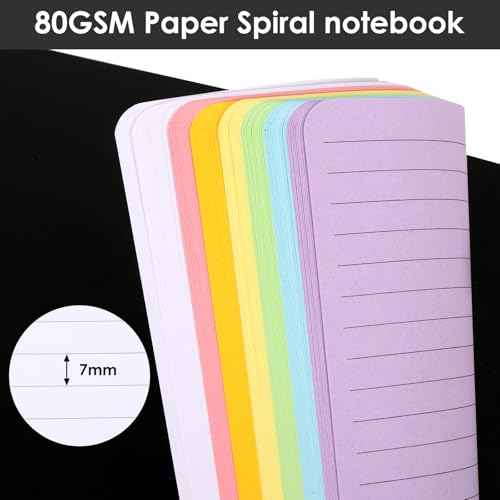 LABUK 4 Pack 5 x 7in Spiral Notebook, Spiral Journals, Poly Cover 7 Bright Neon Colored Lined Paper Memo Pads 100 Sheets/200 Pages for School, Office