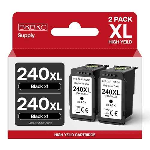 240XL Black Ink Cartridge Combo Pack Replacement Compatible for Canon PG-240XL for PIXMA TS5120 TS5100 MX472 MG3620 MG3600 MG3520 MG2120 MG3222 (2 Black)