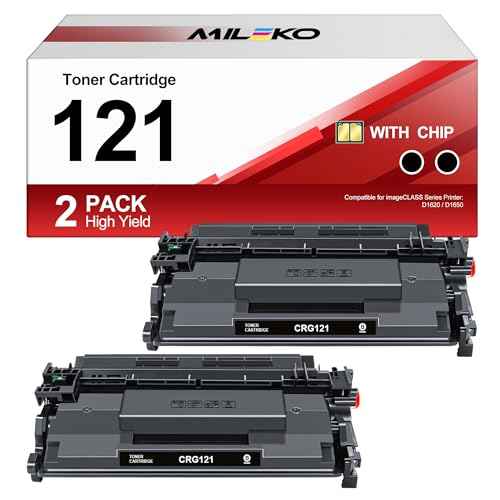 MILEKO 121 Black Toner Cartridge 2 Pack Replacement for Canon 121 CRG121 CRG-121 Toner Compatible for Canon imageCLASS D1620 D1650 1620 1650 Printer High Yield (Black, 2-Pack)