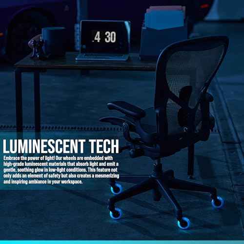 Stealtho Advanced Office Chair Wheels Set 5 Heavy Duty Casters - Silent Rolling Protection Hardwood Floors Carpets No Mat Needed - Soft Navy Polyurethane Standard Replacement 7/16" x7/8" Stem