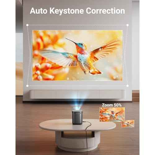 Mini Projector with WiFi and Bluetooth - Electric Focus & Auto Keystone & Zoom, FHD 1080P Supported Portable Outdoor Movie Projector, Compatible with iOS/Android/TV Stick/HDMI/PS5 (Orange)
