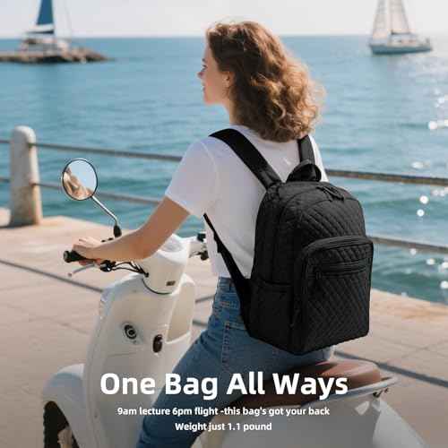 Backpack for Women,College Backpack,Quilted Casual Daypack,Waterproof Bookbag for 17Inch Laptop