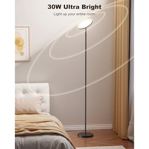 FULSUNT LED Floor Lamps for Living Room, 30W/3200LM Bright Modern Standing Lamp with Remote & Touch Control, Stepless Dimmable 69" Tall Lamp Torchiere Lamp Reading Floor Light for Bedroom Office