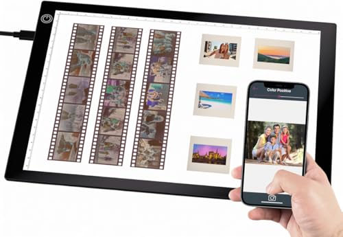DigitPro Black A4 LED Slide Viewer Light Box for Negatives & Photos, Ultra-Thin USB Scanner