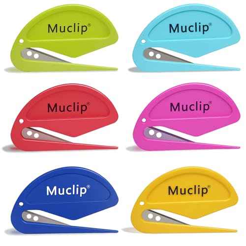 6 Pack Safety Letter Opener - Ergonomic ABS Grip,Hidden Stainless Steel Blade,Fast Slitter/Opener for Envelopes,Mail,Packages & More,Ideal for Office,Home & Business (6 Colors)