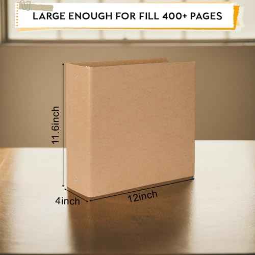 2 Packs Kraft 3-inch Binder, Durable Letter Size 3 Ring Binder Natural Recycled Kraft 3 Ring, O-Ring Organizer, Fit for 8.5x11 Inches, for Home Office Supplies