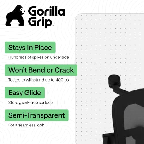 GORILLA GRIP Heavy Duty Office Chair Mat for Carpet Floors 29x47 Clear - Non-Slip, Thick & Protective