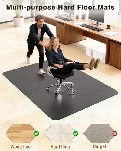 Blvornl Ultra Large Office Chair Mat for Hardwood Floor 47.2x60in Black, Non-Slip Heavy Duty Desk Rug