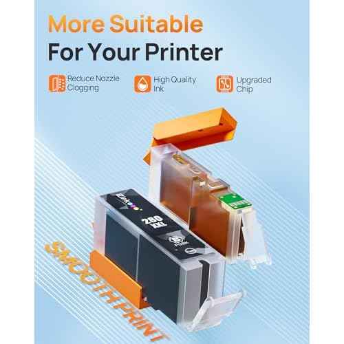 E-Z Ink Compatible Tr8620a Ink Cartridge Replacement for Canon PGI-280XXL CLI-281XXL 280 XXL 281 XXL Compatible with TR8520 TR8620a TR8620 TS702a TS9520 TS9521C TR8520 TS6220 TS6320 TS8220 (5 Pack)