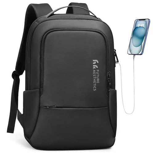 hk Backpack for Men Business Backpack with USB Charger Anti-Theft Mens Backpacks Water-Resistant 15.6 Inch Laptop Backpack Lightweight Casual Bag for Business Travel Office Work College, Black