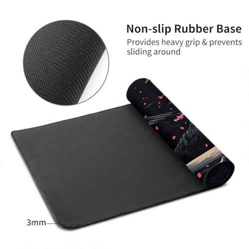 Extra XXXL Japanese Cherry Blossom Gaming Mouse Pad, Watercolor Mouse Pads Keyboard Mat, Stitched Edges Mousepad, Non-Slip Rubber Base Desk Mat for Office & Home (48x24 Inch)