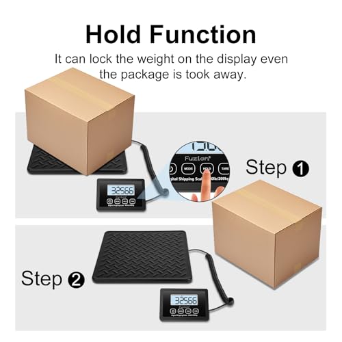 Fuzion Shipping Scale, 440LB x 10g High Accuracy Digital Postal Scale, Durable Alloy Steel Platform, Heavy Duty Scale for Packages, Postage, Luggage, Battery and AC Adapter Powered