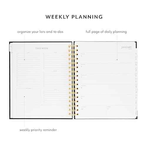 Sugar Paper 2026 Signature Spiral Planner, Weekly and Monthly, January to December, 7.5" x 9.25", Calendar for Women, Matte Paper Hardcover, Spiral Bound, Pocket for Storage,12 Month, Blush