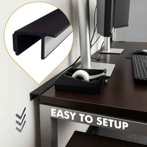 Generic Desk to Wall Gap Filler ? Durable PVC Plastic Office Desk Attachment, Eliminates Desk-Wall Gaps, Easy Installation, Fits Most Desks, 48 Inches, Matte Black