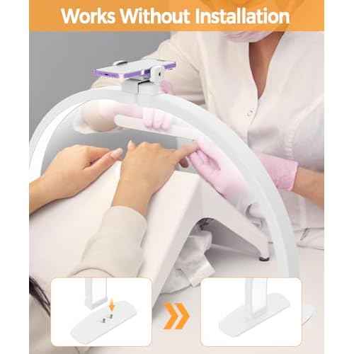 Half Moon Light for Nail Desk, 30In Large Foldable Nail Lamp for Desk with Phone Holder/Carrying Bag Professional Stable Moonlight 10 Brightness 3 Color Modes for Salon/Beauty/Eyelashes/Tattoos/Crafts