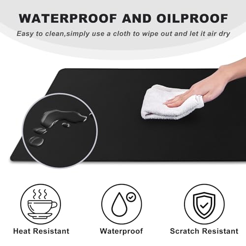 Akduss 31.5 x 15.7 Inch Waterproof Desk Mat & Mouse Pad - Black