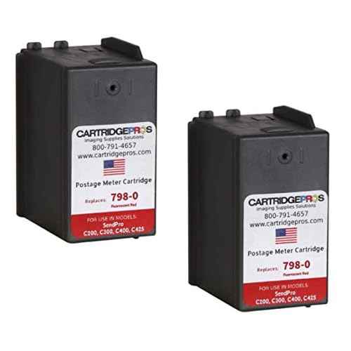 Compatible Ink Cartridge Replacement for SendPro C200, C300 and C400 Postage Meters, SL?798?0, Red, 2 Pack