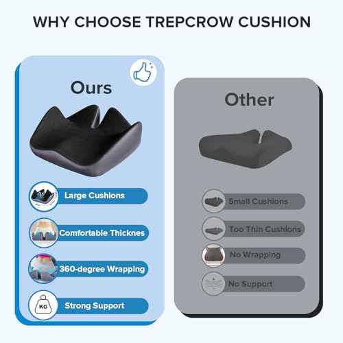 Seat Cushion for Relief Sciatica - Memory Foam Cushion for Office Chair, Hip & Coccyx Pain Relief for Long Sitting,2025 Upgraded Large Seat Pillow for Soft Support,for Game Chair/Wheelchair