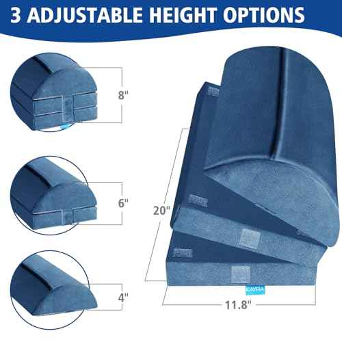 XXL(20in) Foot Rest for Under Desk at Work with 3 Adjustable Heights, Foot Stool with Bamboo Charcoal Foam, Feet Warm Pocket Footrest for Office Gaming Chair, for Leg Support -Blue
