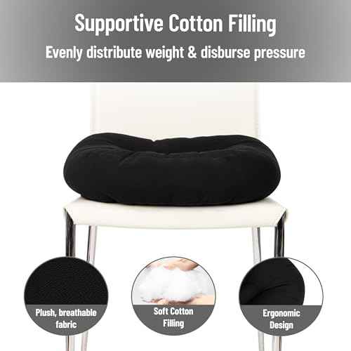 Mind Reader Air-Cloud Booster Seat Cushion for Office, Car, Wheelchair, Support Pillow with Carry Handle, Black