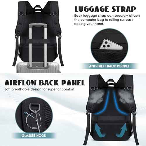 Travel Laptop Backpack, 17 Inch Extra Large Laptop Backpack with USB Charging Hole 45L Anti Theft Travel Backpack Water Resistant College Business Computer Bag Fit 17.3 Inch Laptop for Men Women Black