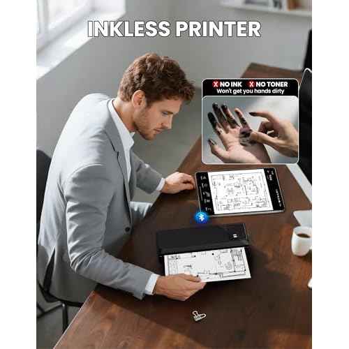 vretti P83 Portable Printers Wireless for Travel, A4 Portable Thermal Printer, Mobile Inkless Printer Compatible with Phone & Laptop, Supports 8.5 x 11 US Letter for Car School Office Home Use, Black