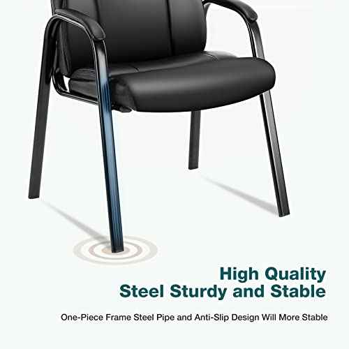 OLIXIS Waiting Room Chairs Set of 4, Leather Office Desk Reception Guest Stationary Side Chair with Padded Arms for Home Conference Lobby Area Meeting Church Medical Clinic Elderly Student