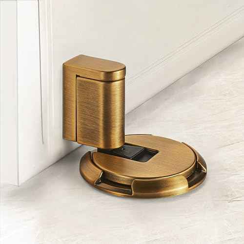 Windproof Door Stopper Indoor Heavy Duty Floor Door Stop Keep Door Open Mechanical No Drilling Door Stopper with Screws and 3M Adhesive, 2 Pack, Matte Brown Bronze