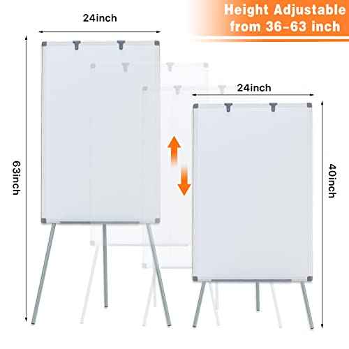 MAKELLO White Board with Stand, Portable Whiteboard Easel 3'x2' for Office Classroom Home School, Adjustable Height, Aluminum Frame, 36x24in