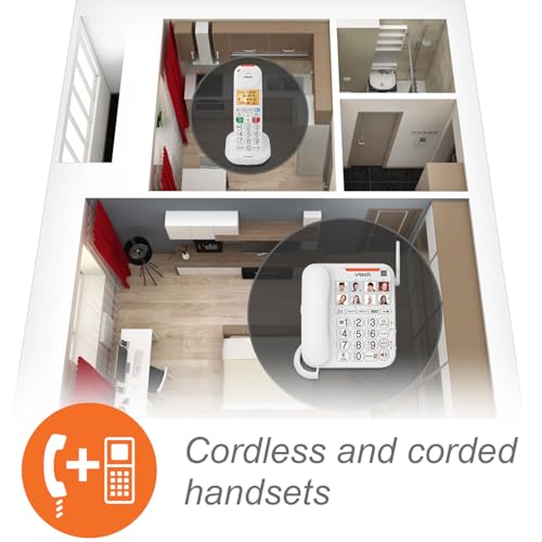 VTech SN5147 Amplified Corded & Cordless Senior Phone with Large Buttons