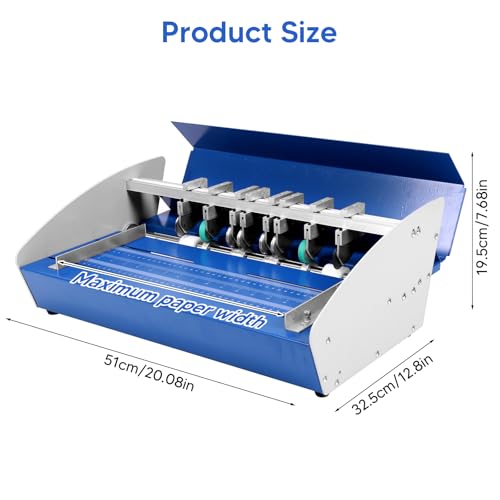 Blue 3-in-1 Electric Paper Creasing Machine with Scale Ruler, 35r/min