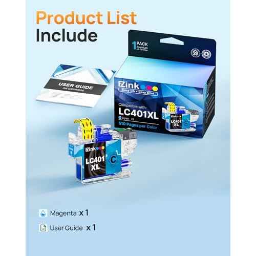 E-Z Ink Compatible Ink Cartridge Replacement for Brother LC401 XL LC401XL Ink Cartridge Use for MFC-J1010DW MFC-J1012DW MFC-J1170DW Printer (Cyan, 1-Pack)