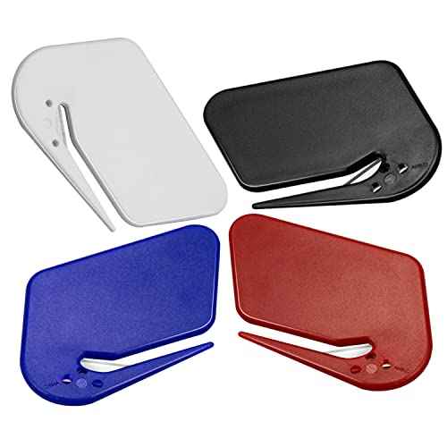 Letter Opener Envelope Slitter 4 Pack Letter Openers Plastic with Blade Envelope Opener Mail Opener for Envelope,Package,Paper Cut,Safe Letter Opener