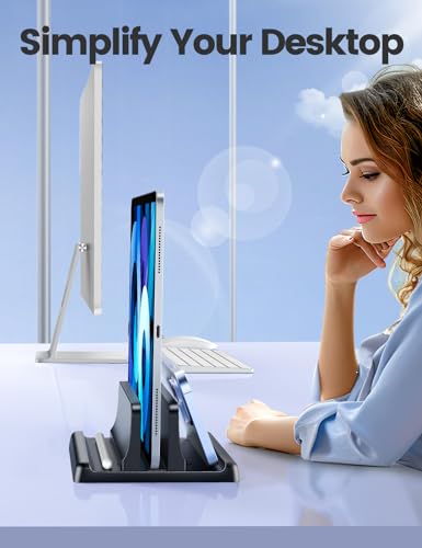 Vaydeer Black Vertical Laptop Stand Holder Organizer for MacBook, Dell, HP, Lenovo, 17.3-inch