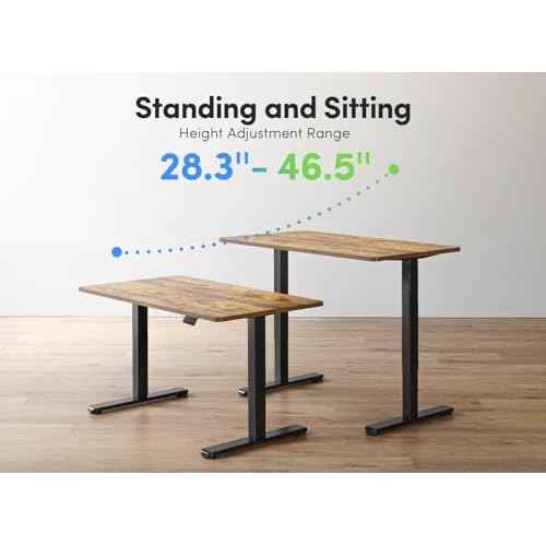 FEZIBO Standing Desk, 55 ¡¿ 24 Inches Electric Height Adjustable, Sit Stand Up Desk, Home Office Desk with Splice Board, Black Frame/Rustic Brown TOP