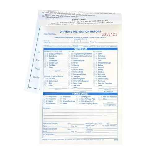 Detailed Driver's Vehicle Inspection Report 10-pk. - Book Format with 31 Sets, 2-Ply Carbonless, Blue Ink, 5.5" x 8.5", Meet FMCSR Requirements, J. J. Keller & Associates, Inc.