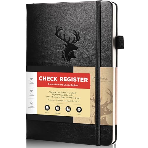 Molekaus Check Registers for Personal Checkbook A5 5.8 x 8.3 in Black