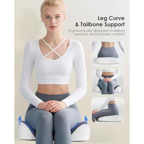 FLORICH Seat Cushion, Memory Foam Cushion for Office Chair, Ergonomic Office Seat Chair Cushion for Relieving Sciatica, Soft & Breathable Car Seat Cushion - Grey