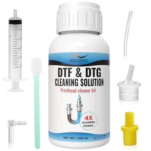 NGOODIEZ DTF Cleaning Solution - Printhead Cleaner Kit for DTF & DTG Printers - 4X Powerful Nozzle Cleaner Restores Print Quality & Prevents Clogs - 100mL DTF Printer Cleaning Solution