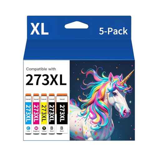 273XL Ink Cartridges Remanufactured Ink Replacement for Epson 273 Ink Cartridges Compatible with XP-820 XP-810 XP-800 XP-620 XP-610 XP-600 XP-520 Printer(5 Pack)