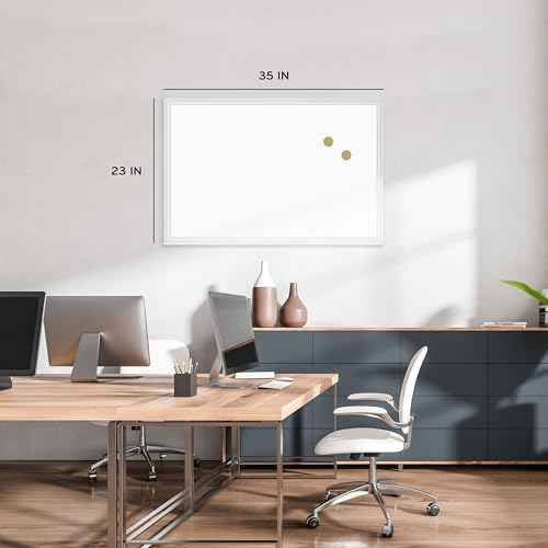 U Brands Magnetic Dry Erase Board White Board, 36" x 24", Silver Aluminum Frame, Includes Marker