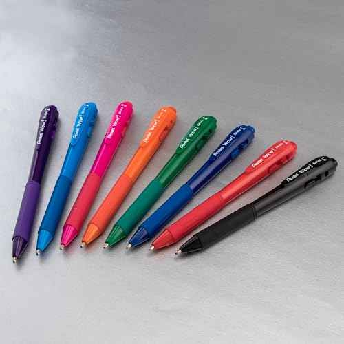 Pentel Wow! Retractable Ballpoint Pen, (1.4mm), Bold Line, Black Ink, Pack of 8 (BK444BP8A)