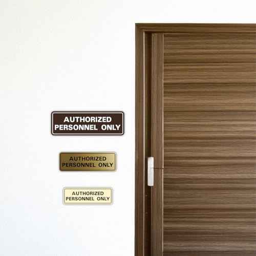 Standard AUTHORIZED PERSONNEL ONLY Wall or Door Sign - Secure Access Control - Easy Installation - Silver - Medium (5 Pack)